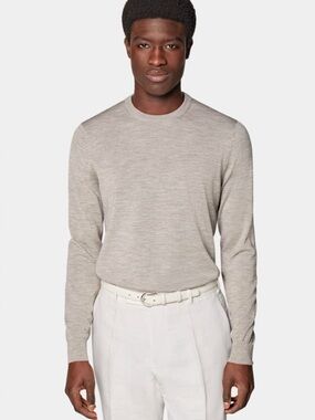 Suitsupply Merino Wool Crewneck Sweater Cream